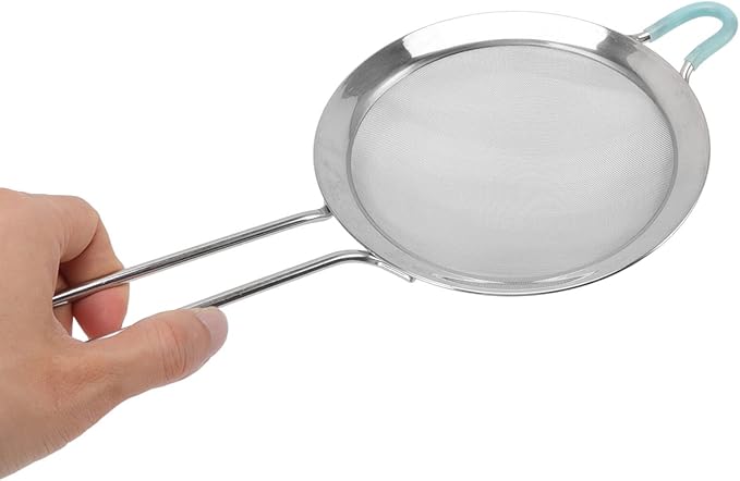 60 Mesh Fine Mesh Strainers, Stainless Steel Sieve Fine Mesh Strainer Handheld Flour Colander with Long Handle, Flour Sifter for Kitchen (14cm)