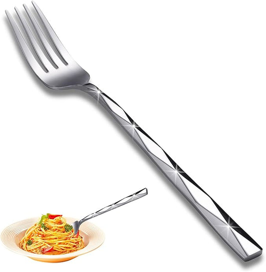 12-Piece Silverware Forks Set, Metal Forks Diamond Cut Design, Stainless Steel Forks Set of 12 Dishwasher Safe Flatware, Modern & Elegant for Everyday & Formal Dining