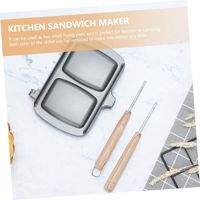 Cabilock Nonstick Double Sided Pan Sandwich Maker Bread Baking Plate Stovetop Press Versatile Kitchen Tool
