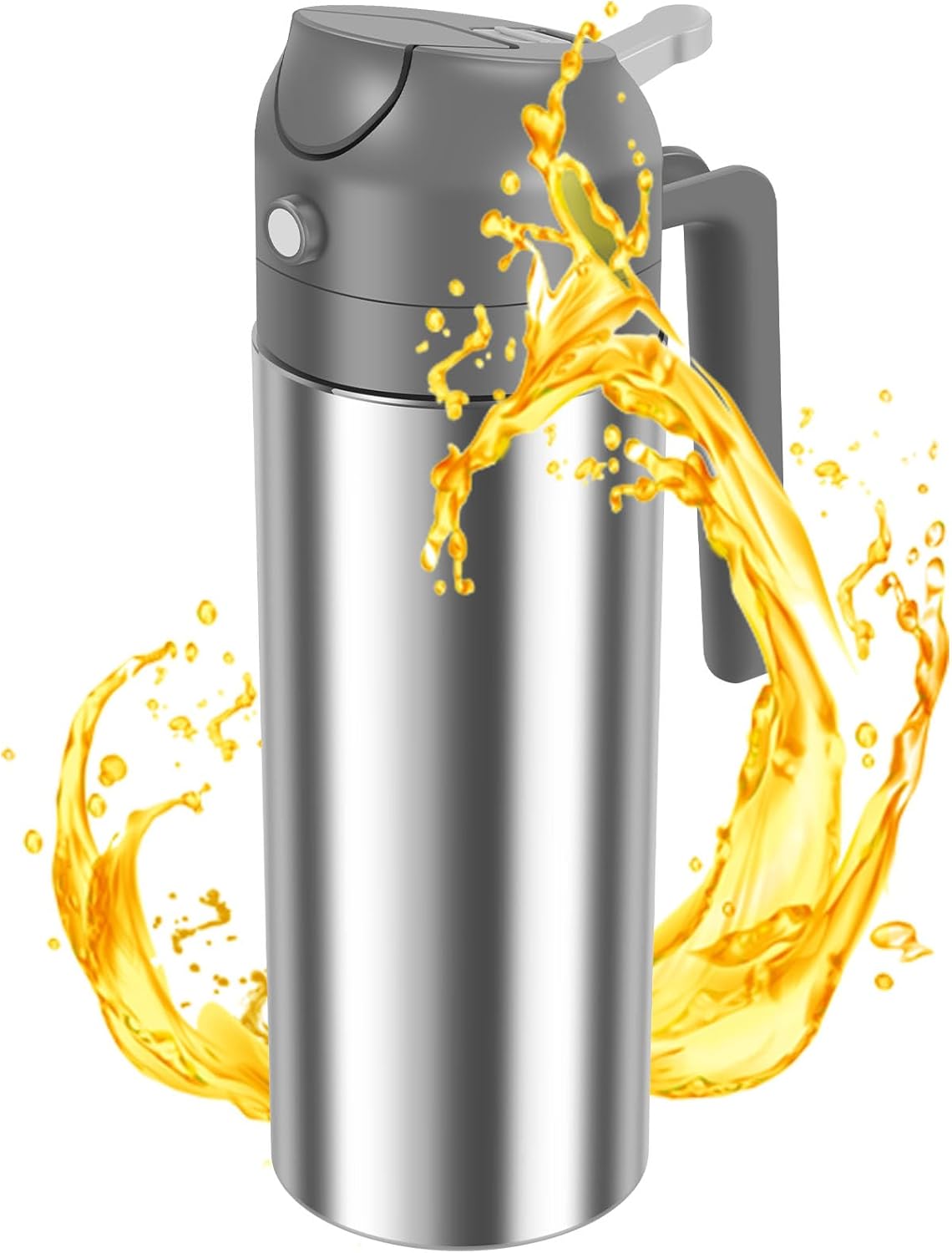 2 in 1 Oil Dispenser and Oil Sprayer, 304 Stainless Steel Oil Dispenser Bottle, 500ml Oil Sprayer for Cooking, Refillable Food-grade Oil Mister for Air Fryer, Salad, Frying, BBQ, Home Kitchen Gadget