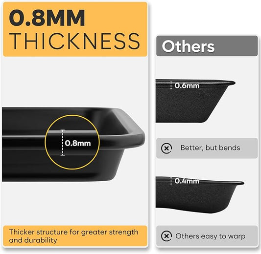 3 Pack Baking Sheet Pan Set, 0.8mm Thick Nonstick Cookie Sheets for Oven, Half/Quarter/Jelly Roll Pans for Oven, Heavy Duty Baking Trays for Oven with Diamond Texture