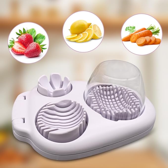Egg Slicer and Vegetable Slicing Assistant Tool, Egg Shell Opener with Onion Holder, Lemon Slicer Onion Cutter for Fruits and Vegetables, Send Goods from Local Warehouse