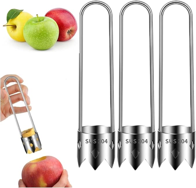 Red Bell Pepper Corer Seed Remover Tool, 2026 Upgraded Multifunctional Stainless Steel Pepper, Pineapple, Pear, Apple Corer Tool - Ergonomic Handle, Vegetables and Fruit Kitchen Utensils (3pcs)