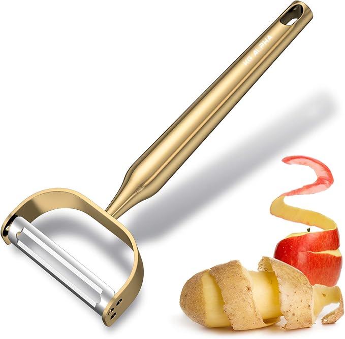 Potato, Vegetable, Apple Peelers for kitchen, Fruit, Carrot, Veggie, Potatoes Peeler, Y-Shaped Stainless Steel Peelers, with Ergonomic Non-Slip Handle & Sharp Blade, Good Durable KG ALPHA Golden