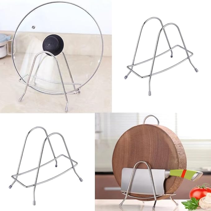 2 Pack Cutting Board Rack Stainless Steel Wire Type Cutting Board Holder Stand Organizer Storage for Wooden Cutting Boards Bamboo Chopping Board Pot Cover Pan Lid Countertop Kitchen