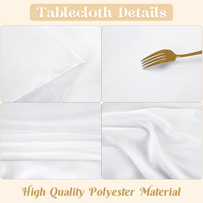 HAISIWLKJ 2 Pack 60 Inch White Round Tablecloth for Round Table Washable Reusable Outdoor Polyester Fabric Decorative Table Cover for Dining, Buffet, Camping, Baby Shower, Party
