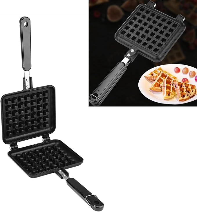 Zerone Waffle Maker, Waffle Maker Iron Stovetop Waffle Maker Non Stick Waffle Maker Pan Press Plate Cooking Baking Tool 5.5 x 12.4 inch