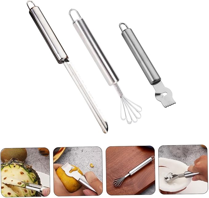 3pcs Lemon Zester Grater Multifunctional Fruit Peeler Steel Kitchen Tool for Cocktails