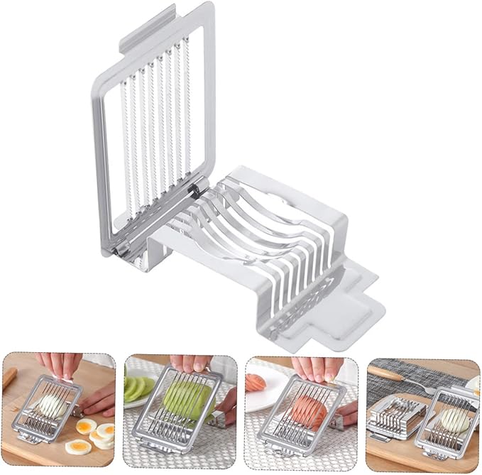 IMIKEYA Multifunctional Stainless Steel Egg Slicer Heavy Duty Cutter for Hard Boiled Eggs Mushrooms Cheese and Ham Easy to Clean Kitchen Wire Slicing Tool for Home and Professional Use