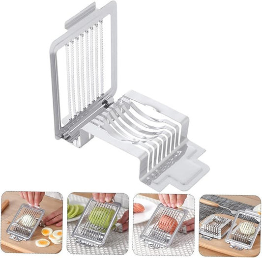 IMIKEYA Multifunctional Stainless Steel Egg Slicer Heavy Duty Cutter for Hard Boiled Eggs Mushrooms Cheese and Ham Easy to Clean Kitchen Wire Slicing Tool for Home and Professional Use