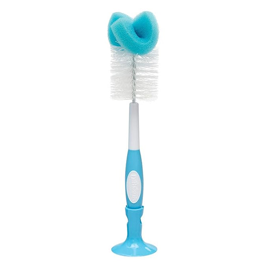 Dr. Brown's Reusable Sponge Baby Bottle Cleaning Brush with Suction Cup Stand, Scrubber and Nipple Cleaner, BPA-Free, Blue, 1-Pack