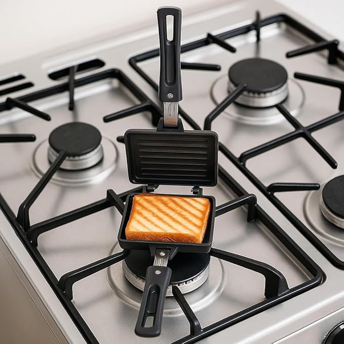 G & D Non-Stick Aluminum Double Sided Foldable Pan, 13 x 5 x 1.5 in, Suitable for Frying, Panini, Sandwiches, Omelettes, and More