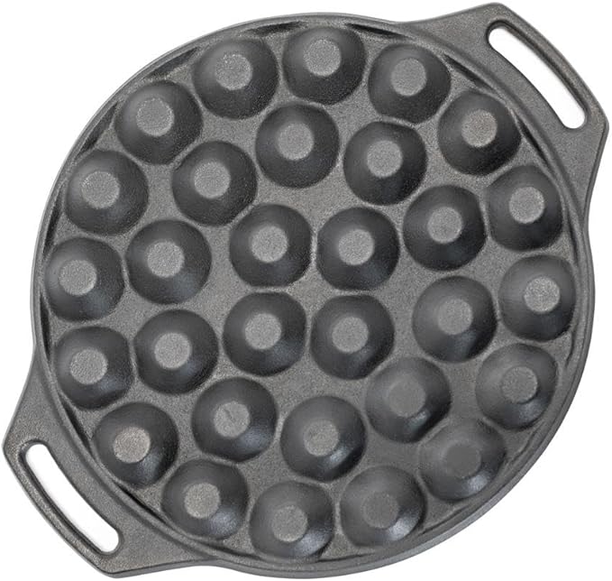 Petromax Cast Iron Poffertjes Pan for Hygge Kitchen or Camping, Ebelskivers/Aebleskivers Griddle Cookware Conducts Heat Evenly