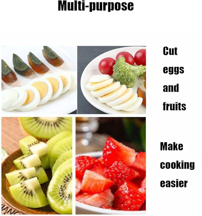 3 Way Egg Slicer for Hard Boiled Eggs, 3 in 1 Multi-Function Egg Slicer, Handy Heavy Duty Stainless Steel Egg Cutter, Kitchen Dicer Food Slicer for Strawberry Mushroom Grape Cherry Tomato (1pc)