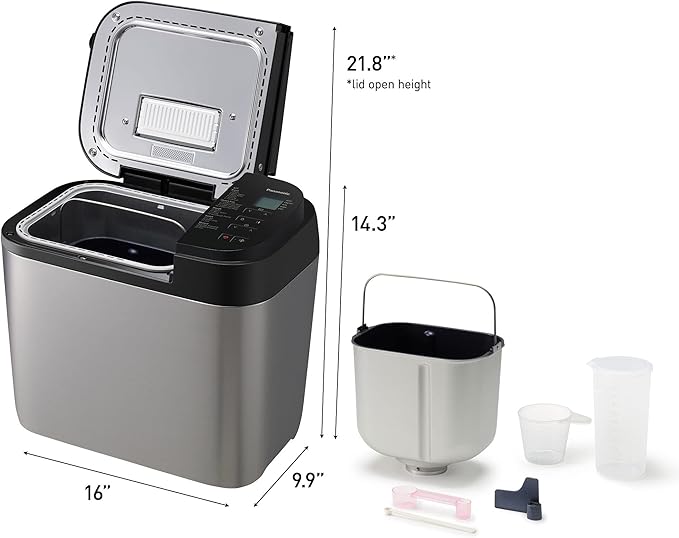 Panasonic Bread Machine, Automatic Bread Maker with 20 Presets and Advanced Temperature Sensor for Bread, Cake, and Pizza, Gluten Free Baking, Raisin Nut Dispenser - SD-R2550