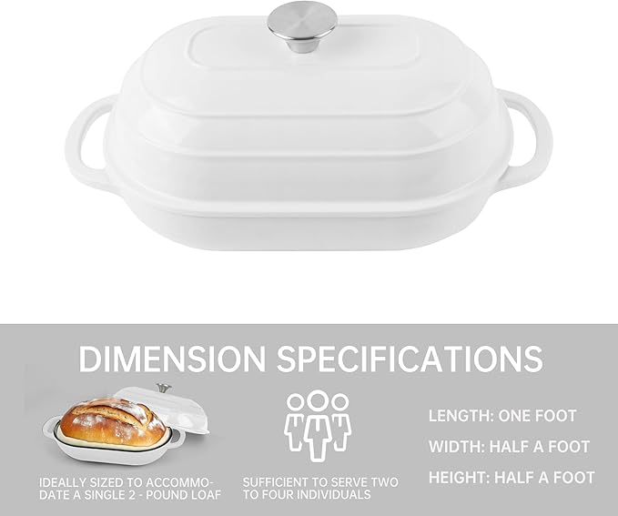 Fijxzct Premium Enameled Cast Iron Dutch Oven for Bread Baking | Non-Stick 5QT Oval Bread Oven with Lid | Perfect for Sourdough, Loaf, and Artisan Baking (Beige, 5 QT)