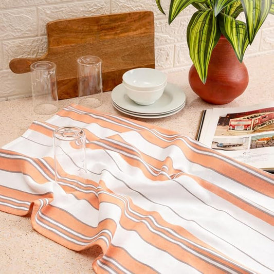 Kitchen Towel Set of 6, 100% Cotton Quick-Drying Absorbent Dish Towels & Tea Cloths, 20x30 Inch Decorative Farmhouse Towels for Kitchen, Navy & Wheat Stripes