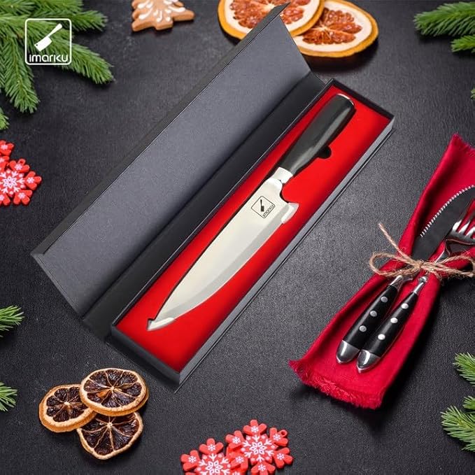 imarku Chef Knife 8-Inch Pro Japanese Kitchen Knife 7Cr17MoV High-Carbon Stainless Steel Paring Knife Ergonomic Handle Rasor Sharp Single-Bevel Edge Birthday Gift for Women and Men