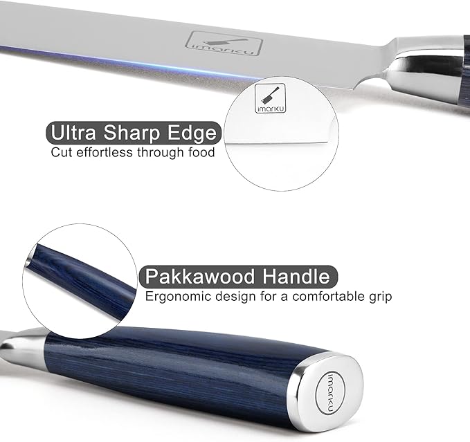 imarku Chef Knife - 8 Inch Pro Kitchen Knife, High Carbon Stainless Steel Japanese Knife, Chef's Knives with Ergonomic Handle, Ultra Sharp Knife, Gifts for Men and women,Blue Handle Gyutou Knives
