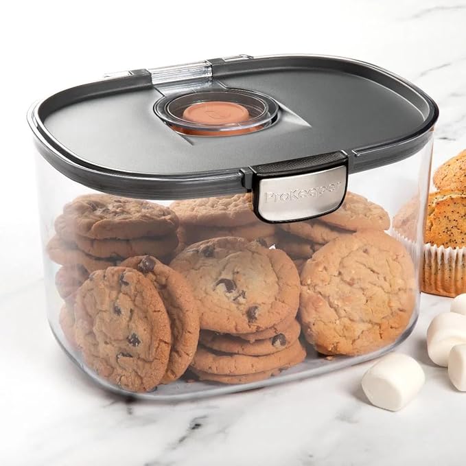 Progressive ProKeeper International Airtight Food Storage Container with Terracotta Disk for Freshness, Stackable & Dishwasher Safe, Ideal for Cookies, Baked Goods, & More, 3 & 5 Quart Set