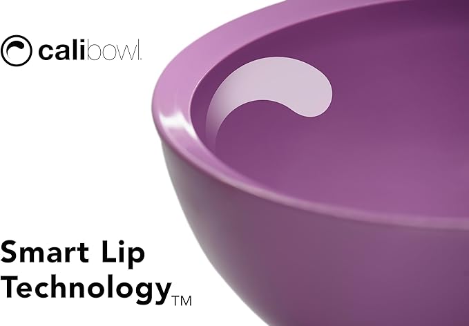 5-Piece Non-Spill Plastic Mixing Bowl Set - Reusable Nesting Kitchen Bowls with Concave Inner Lip and Non-Slip Base - Ideal for Baking, Prepping, Cooking and Serving - Dusty Plum