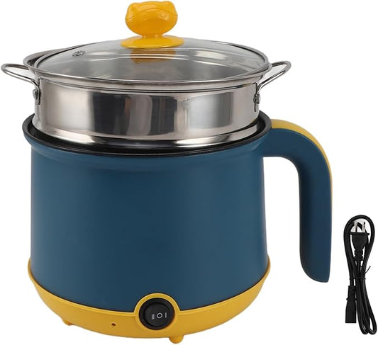 Electric Cooking Pot 1.8L Stainless Steel Clear Lid Electric Cooker (US Plug 110V)