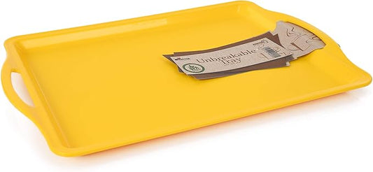 Mintra Home Durable Serving Tray - (1pk, Yellow) Unbreakable, Breakfast, Cafeteria, Fast Food, Handles