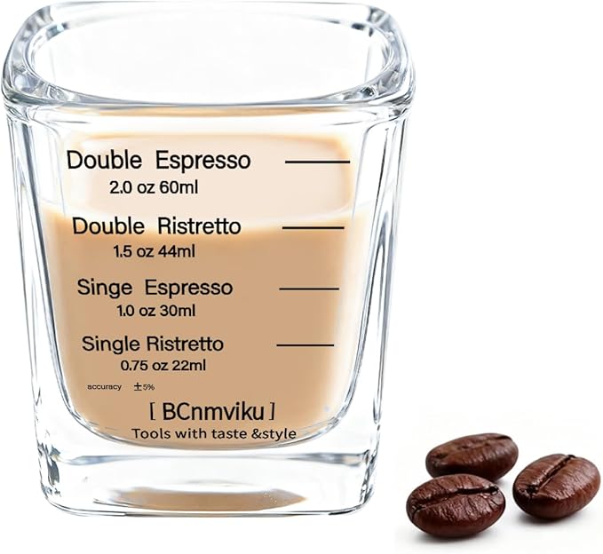 NCnnwovf 60ml Espresso Shot Glass,Heavy Sturdy Shot Glass Measuring Cup for Coffee,Milk,Cocktails,Tequila(Square-1pack)