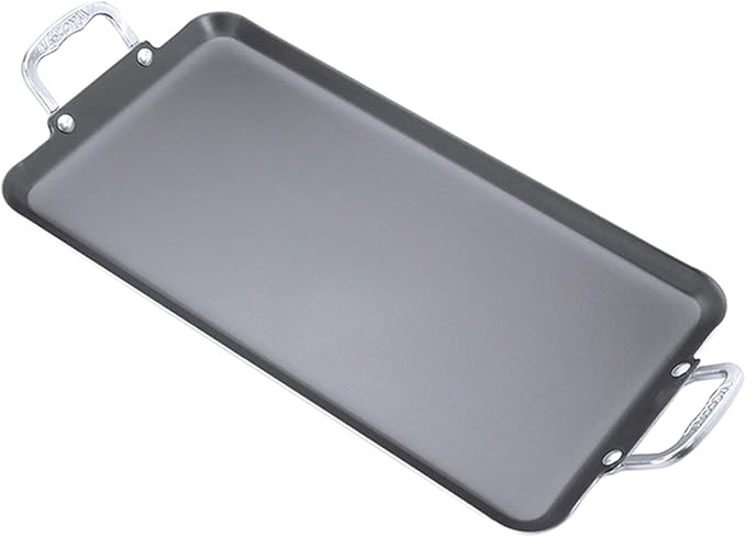 Vasconia 4 Pack Durable Double Burner Griddle (17″ x 10″) 100% Pure Aluminum with Nonstick - NSF Certified - for Frying, Searing, Grilling, Browning, Ideal for Home & Commercial Kitchen