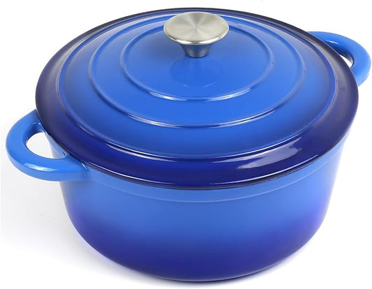 CookNexa 6 Quart Enameled Cast Iron Dutch Oven Pot with Lid, Oven Safe up to 500°F or on Stovetop, Non-stick Dutch Oven for Bread Baking, Cooking, Dual Handles Cookware, Cobalt Blue