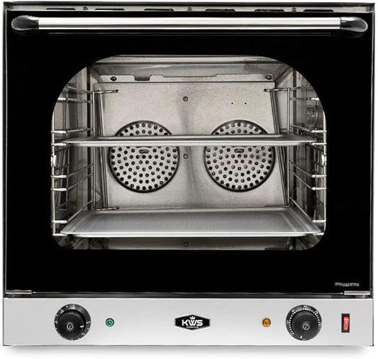 KWS CO-3 1600W Half Size Commercial Countertop Convection Oven, 2 Cu. Ft. - 120V, 4-Tier Toaster w/Front Glass Door, Electric Baking Oven