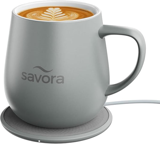 12oz IntelliHeat™ Coffee Mug | Barista’s Choice | Exclusive Wireless SmartSense Pad | Maintains Perfect 135°F | Hand-Crafted Ceramic Mug & Lid | Great for Tea Drinkers | Backed for Life - Grey