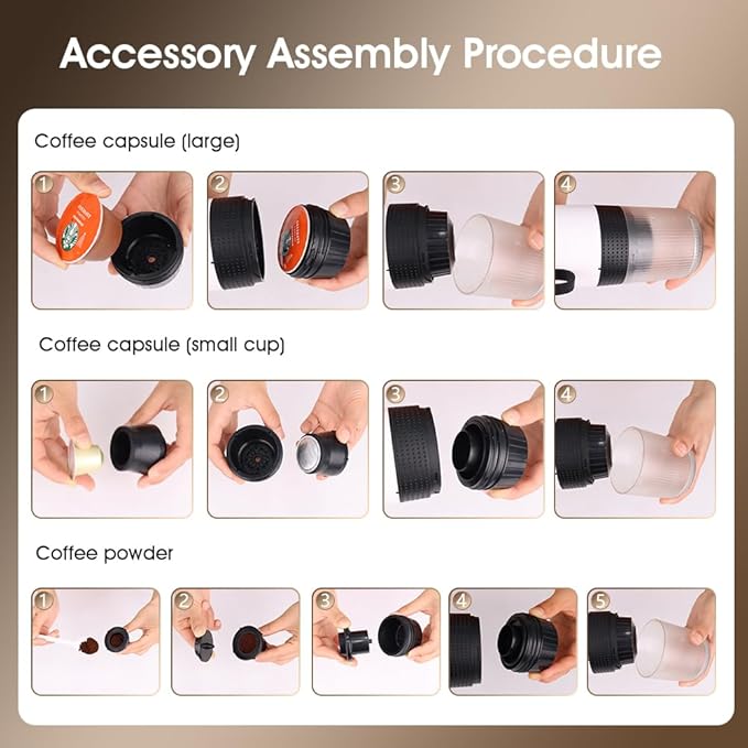 Chefnificent Portable Espresso Maker, 20 Bar Pressure Small Coffee Machine, Rechargeable Battery Operated Mini Coffee Maker for Pods or Grounds, Includes Car Charger, for Hot & Iced Coffee (White)
