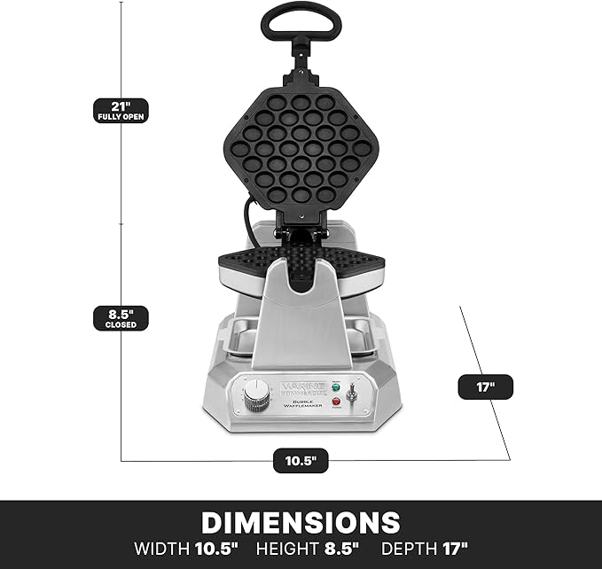 Waring Commercial WBW300X Single Bubble Waffle Maker w/Cast Aluminum Grids, 120V, 1200W, 5-15 Phase Plug
