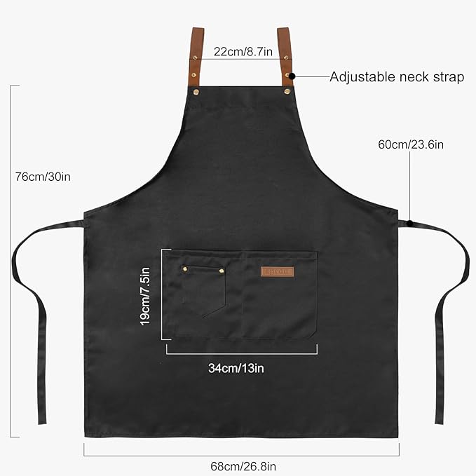 DILLMAN Art Aprons for Men Women Painting Pottery Baking, H Back Straps Waterdrop Kitchen Chef Cooking Apron with Pockets