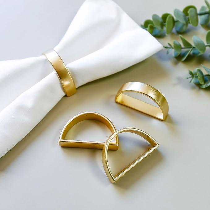 Cuff Brushed Gold Napkin Rings Set of 30, Modernist Napkin Ring Holder for Wedding, Banquet, Metallic Adornment for Table Settings, Glossy Serviette Buckles Decor