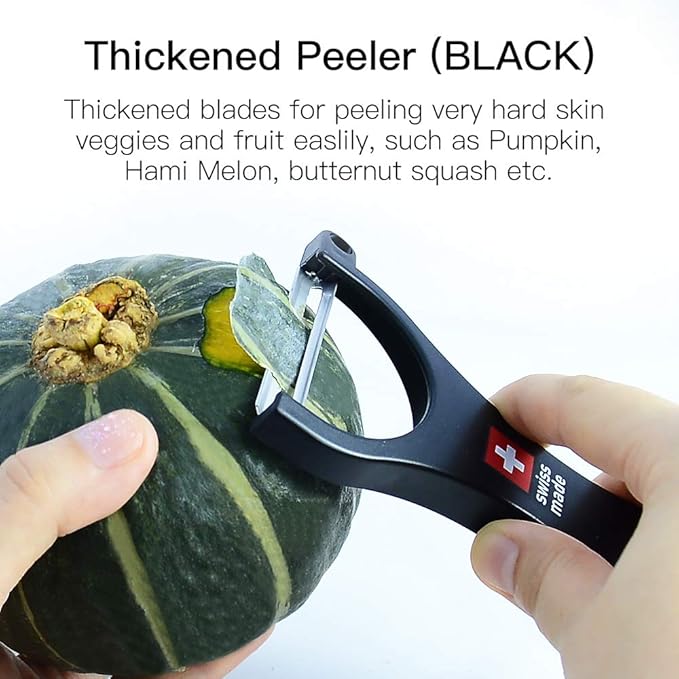 Original Swiss Made Peeler Vegetable&Fruits stainless steel blade Peeler for kitchen (BLACK-Thick skin Peeler)