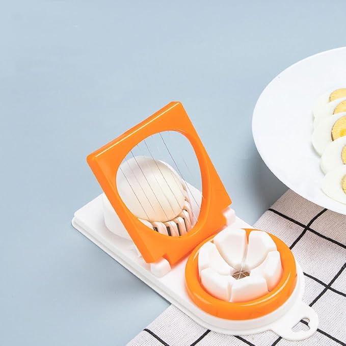 Zerodeko Multipurpose Egg Slicer and Peeler Dual-head Hard Boiled Egg Cutter Bright Orange Food Slicing Tool for Home Use