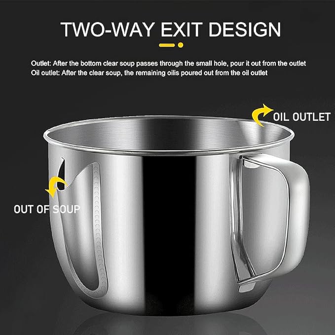 Stainless Steel Fat Separator 4 Cup/1000ML Gravy Grease Separator with Strainer and Glass Lid, Soup Oil Separator Cup for Cooking, Oil Soup Separator Strainer Pot for Kitchen