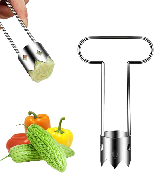 Red Bell Pepper Seed Corer, Stainless Steel Fruit Vegetable Quick Corers and Cave Tools, Apple Corer, Multifunction Pepper Corer Seed Remover Tool,Vegetables&Fruit Kitchen Gadget (1, B)