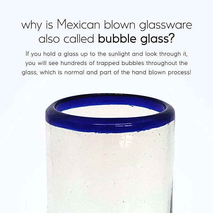 Cobalt Blue Rim 9 oz Juice Glasses (set of 6), Recycled Glass, Lead-free, Toxin-Free (9 oz Juice)