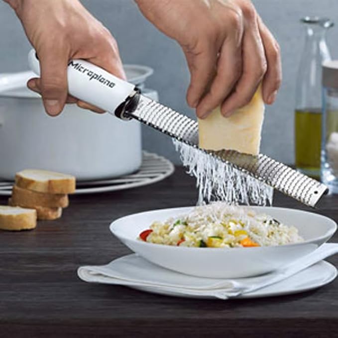 Microplane Premium Classic Rasp Zester (Melon) Stainless Steel Blade for Effortless Lemon Zesting and Grating of Cheese, Nutmeg, and Spices