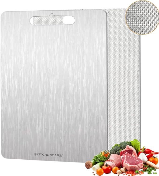 100% Pure Titanium Cutting Boards for Kitchen,2-in-1 Smooth Side & Textured Side For Cutting Meats, Double-sided Titanium Cutting Board Fruits And Vegetables, for Kitchen Outdoor Holiday Gifts(14*10)