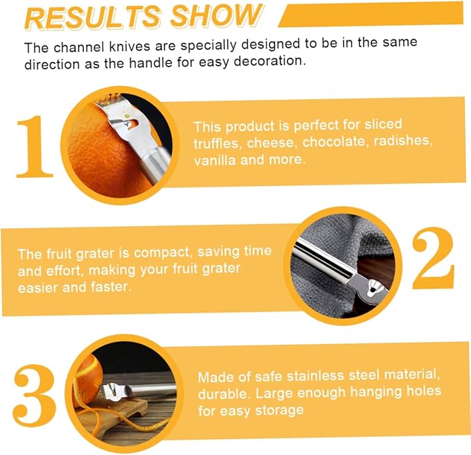 2pcs Multi-functional Lemon Zester Citrus Peeler Stainless Steel Grater for Home