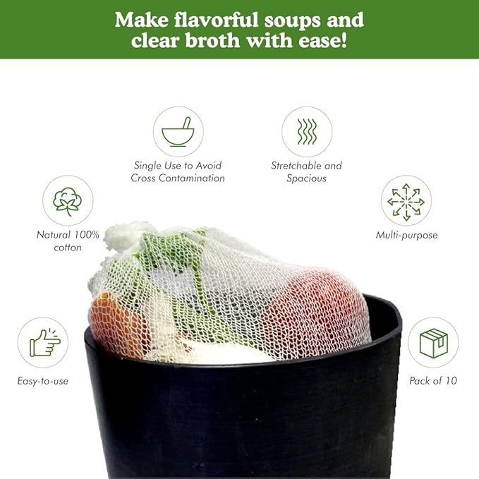 Regency Wraps Soup Socks, 24-inch 3 Pack, Natural Cotton Mesh Bags; for Clear Broths, Delicious Soups with No Straining; Fits Whole Chicken, Stew Meat, or Veggies