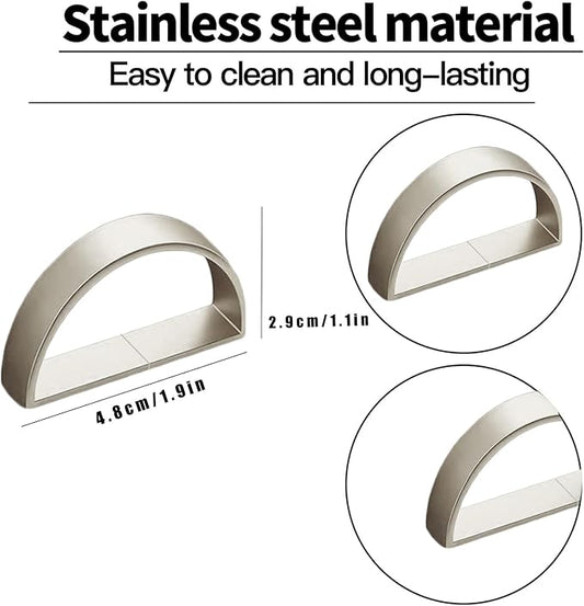 8 Pcs Silver Napkin Rings - Metal Napkin Ring,Stainless Steel Napkin Rings for Table Settings Wedding Christmas Party Dinner Table(Semicircle)