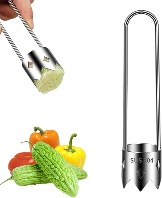 Red Bell Pepper Seed Corer, Stainless Steel Fruit Vegetable Quick Corers and Cave Tools, Apple Corer, Multifunction Pepper Corer Seed Remover Tool,Vegetables&Fruit Kitchen Gadget (1, A)