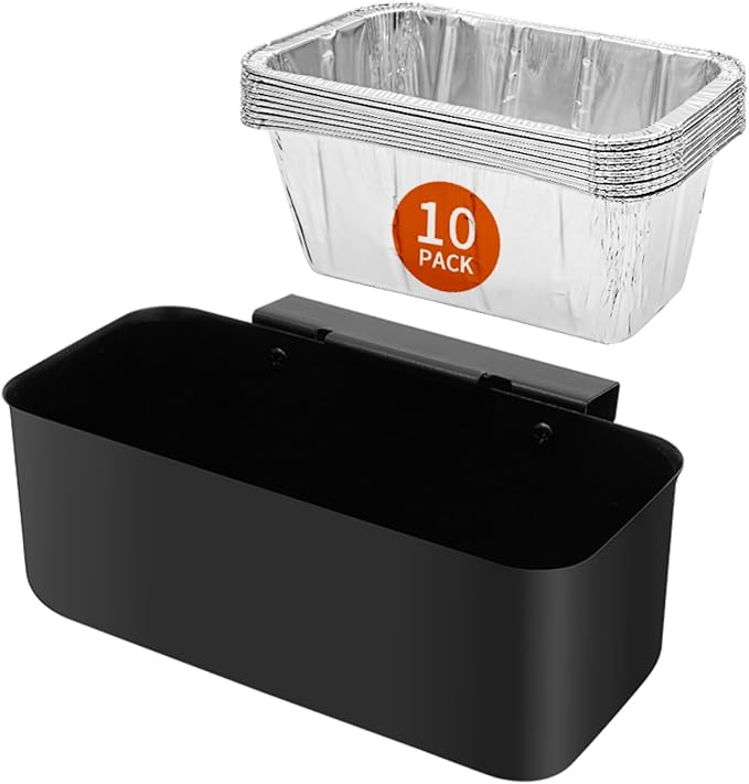 Ziopetru Grease Cup & Drip Tray Set - Universal Grease Catcher Compatible with 17/22/28/36" Blackstone Griddles - Includes 10 Foil Liners for Easy Grease Collection
