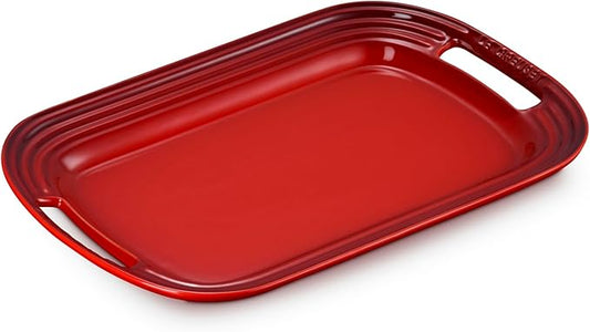 Le Creuset Stoneware Serving Platter, 14 in., Cerise