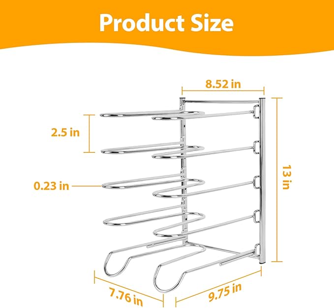 AshKiz Pizza Rack, Pizza Pan Rack, 5 Tier Stainless Steel Pizza Riser, Compact and Convenient Design for Easy Storage Multiple Pizzas pan 10.43" L x 8.52" W x 13" H